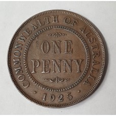 AUSTRALIA 1925 . ONE 1 PENNY . RARE ERROR . KEY DATE . FULL CENTER DIAMOND